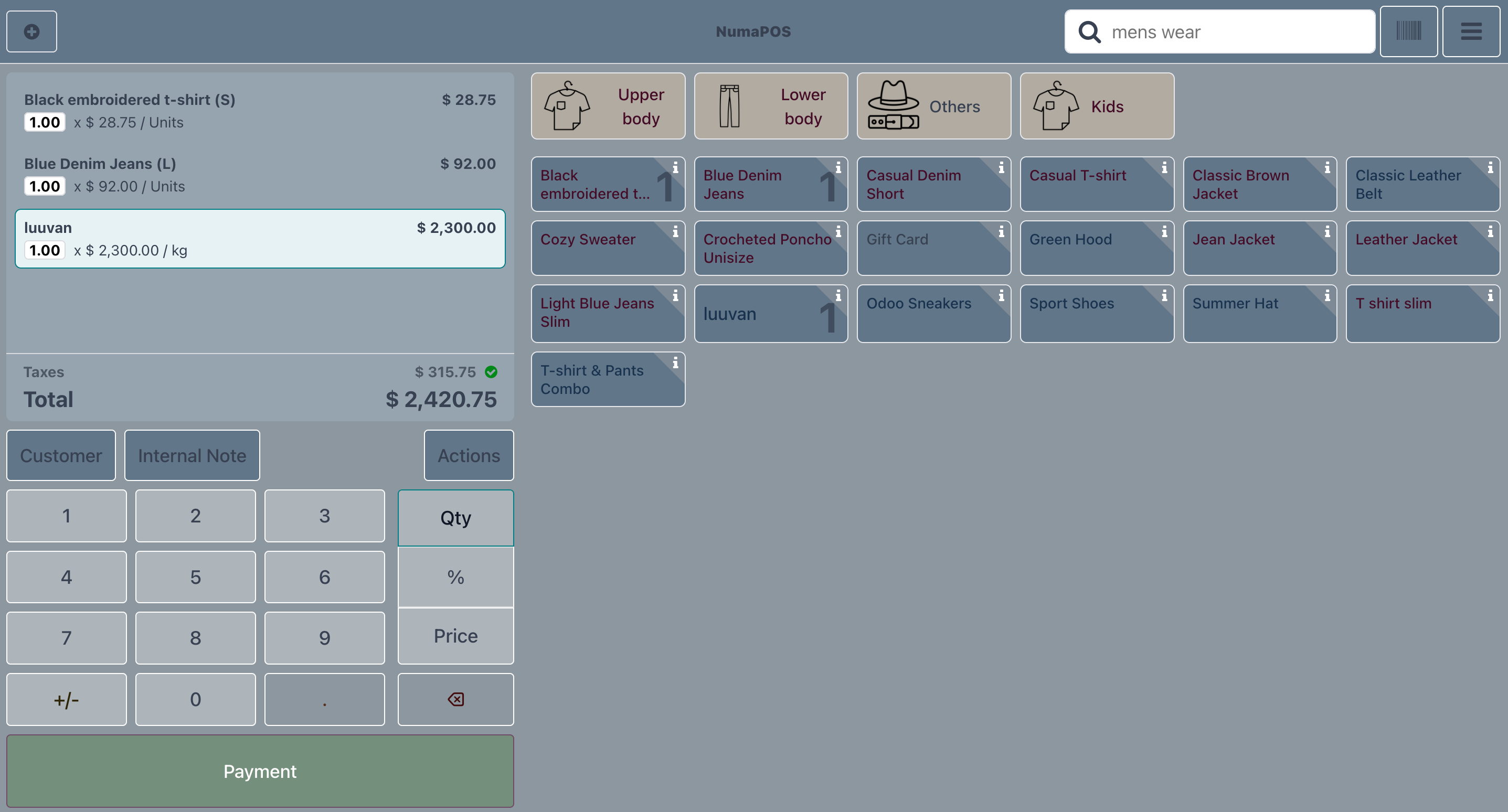 Numa POS Dashboard Mockup